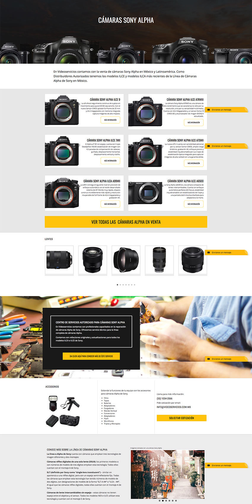 Cámaras Alpha website
